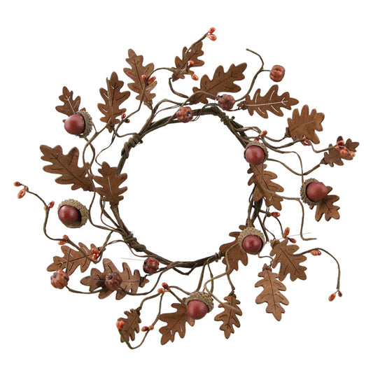 FFQ38811CL - Wooden Leaf Oak Candle Ring 