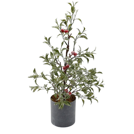 FXD39284T-16 - Large Silver Sparkle Green and Red Berry Tree Planter 