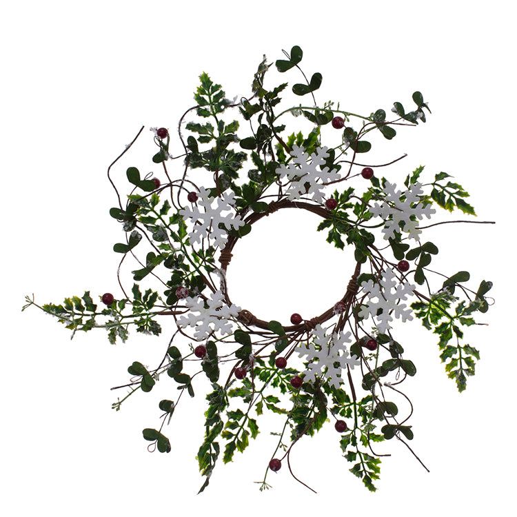 FXQ09765CL - Snowflake and Red Berry Candle Ring 