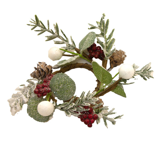 FXQ13716CSS - Winter  Eucalyptus and Berry Mini Candle Ring 