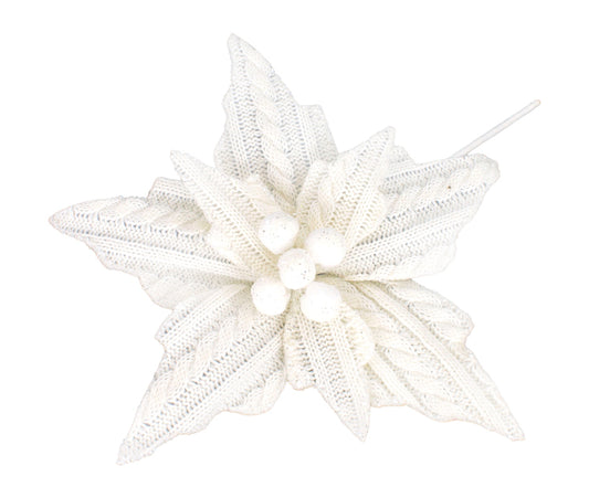 FXQ26779-7.5 - Large White Knit Poinsettia 