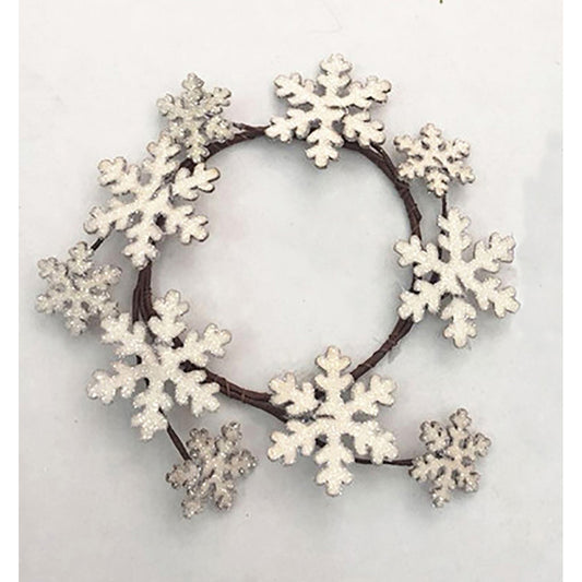 FXQ96670CL - Wooden Snowflake Candle Ring 