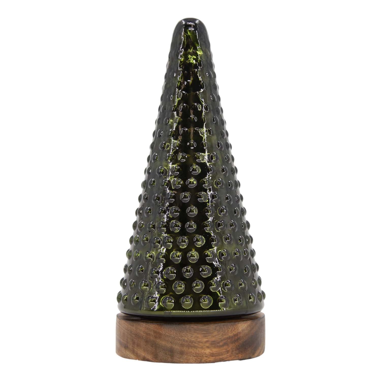 GXI59520-LG - Tall Rustic Green Glass Tree on Stand