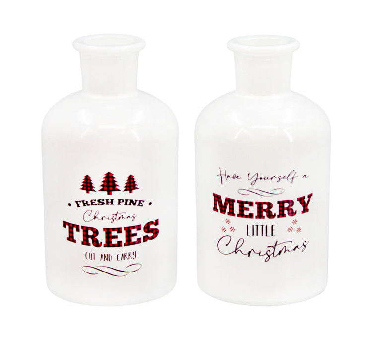 GXS26251-2A - 2 Assorted Christmas Lodge Glass Jars 