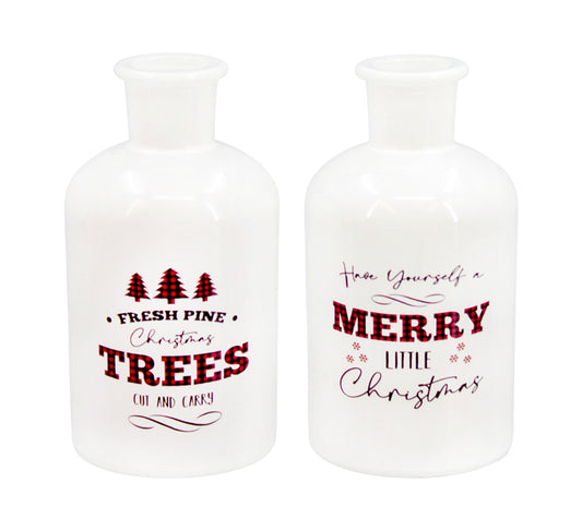 GXS26251-2A - 2 Assorted Christmas Lodge Glass Jars 