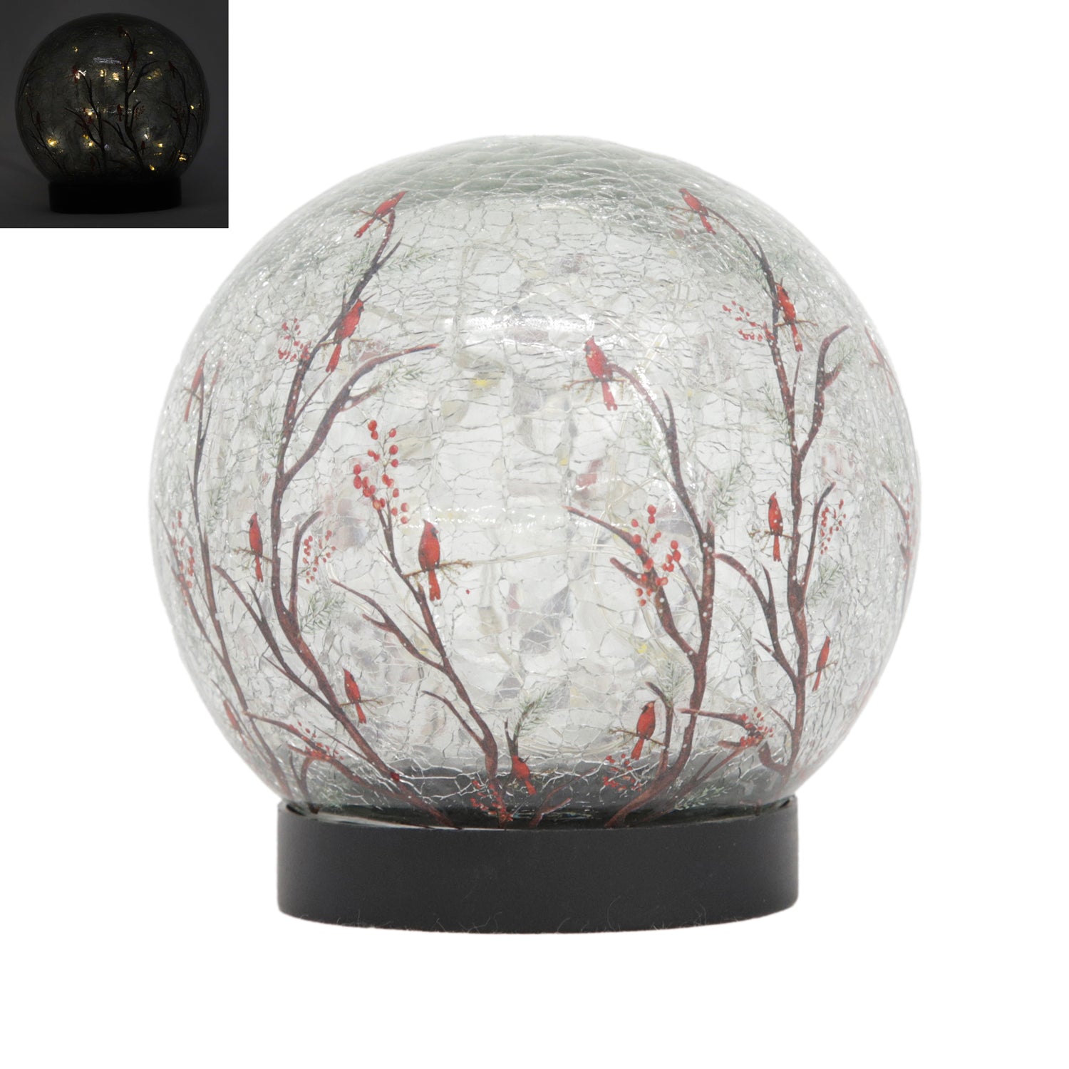 GXS59250-LG - Large Glass Lighted Cardinal Orb