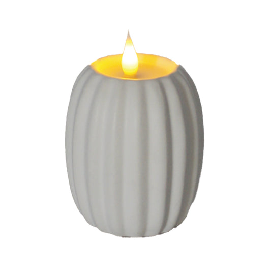 LFF42373 - Large White Pottery Pumpkin LED Candle