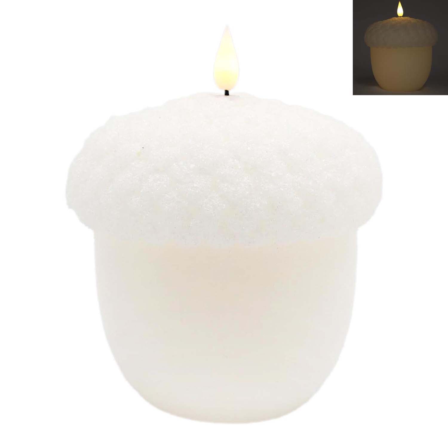 LFS58228T - Large White Acorn LED Candle