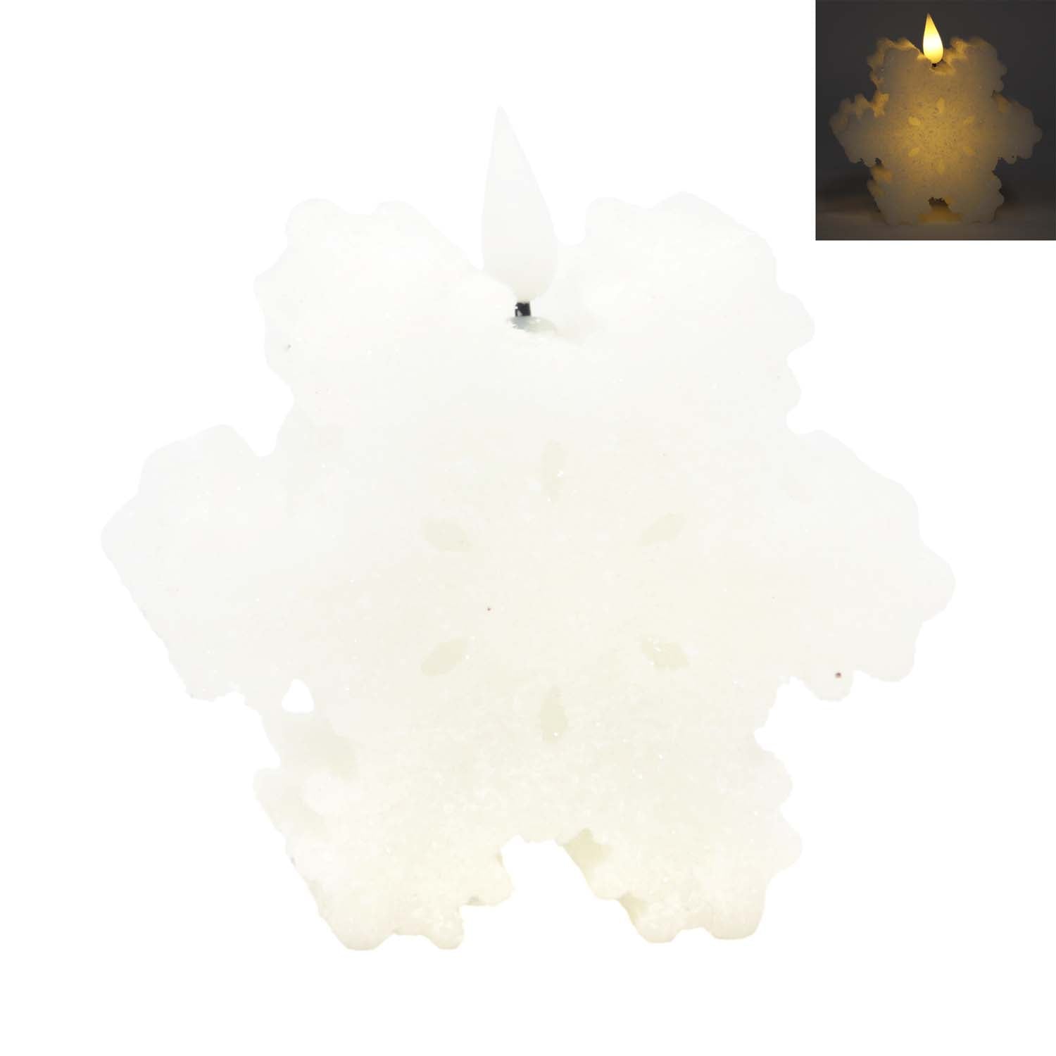 LXS59103T - White Snowflake Shape LED Candle