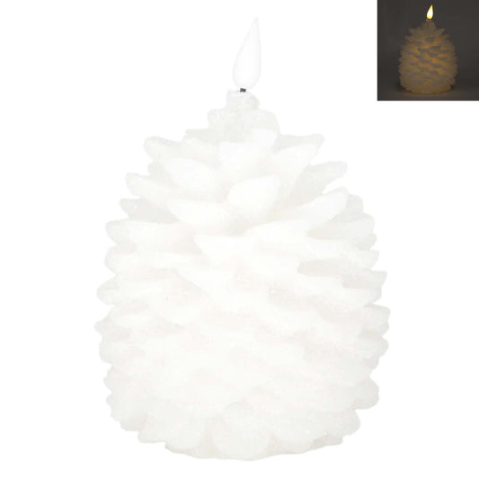 LXS59358T - Large White Pinecone LED Candle