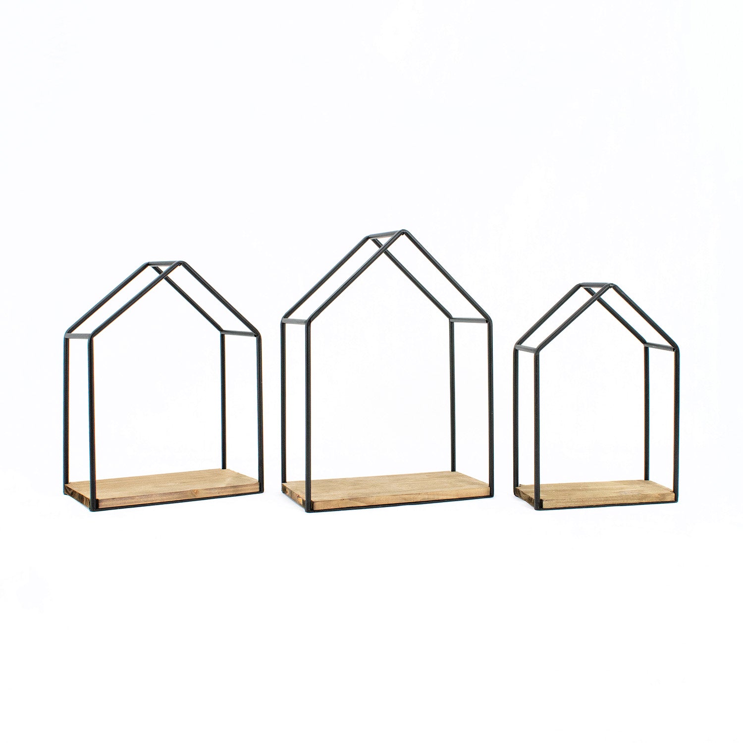 MAF41110-3S - Set of 3 Wood and Metal House Stands 