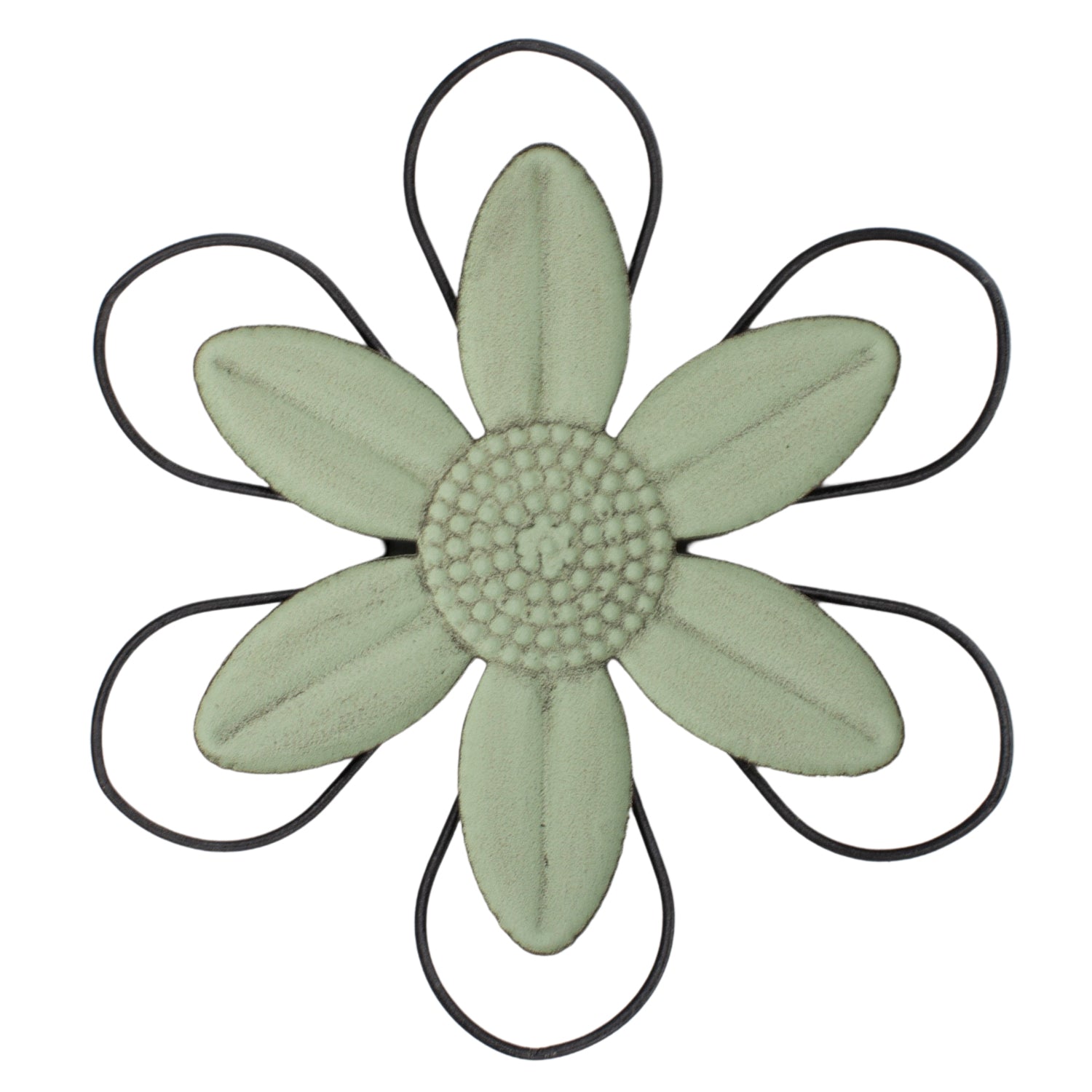 MAF41130 - Large Sage Green Black Rim Metal Daisy 