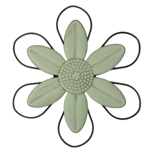 MAF41130 - Large Sage Green Black Rim Metal Daisy 