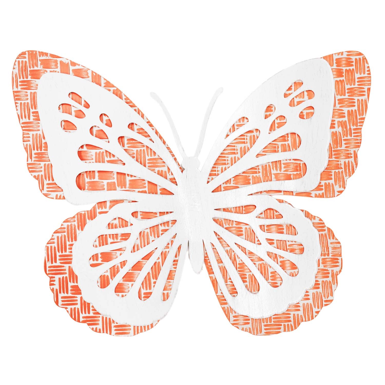 MAF57071 - Large Metal Orange and White Butterfly Hanger