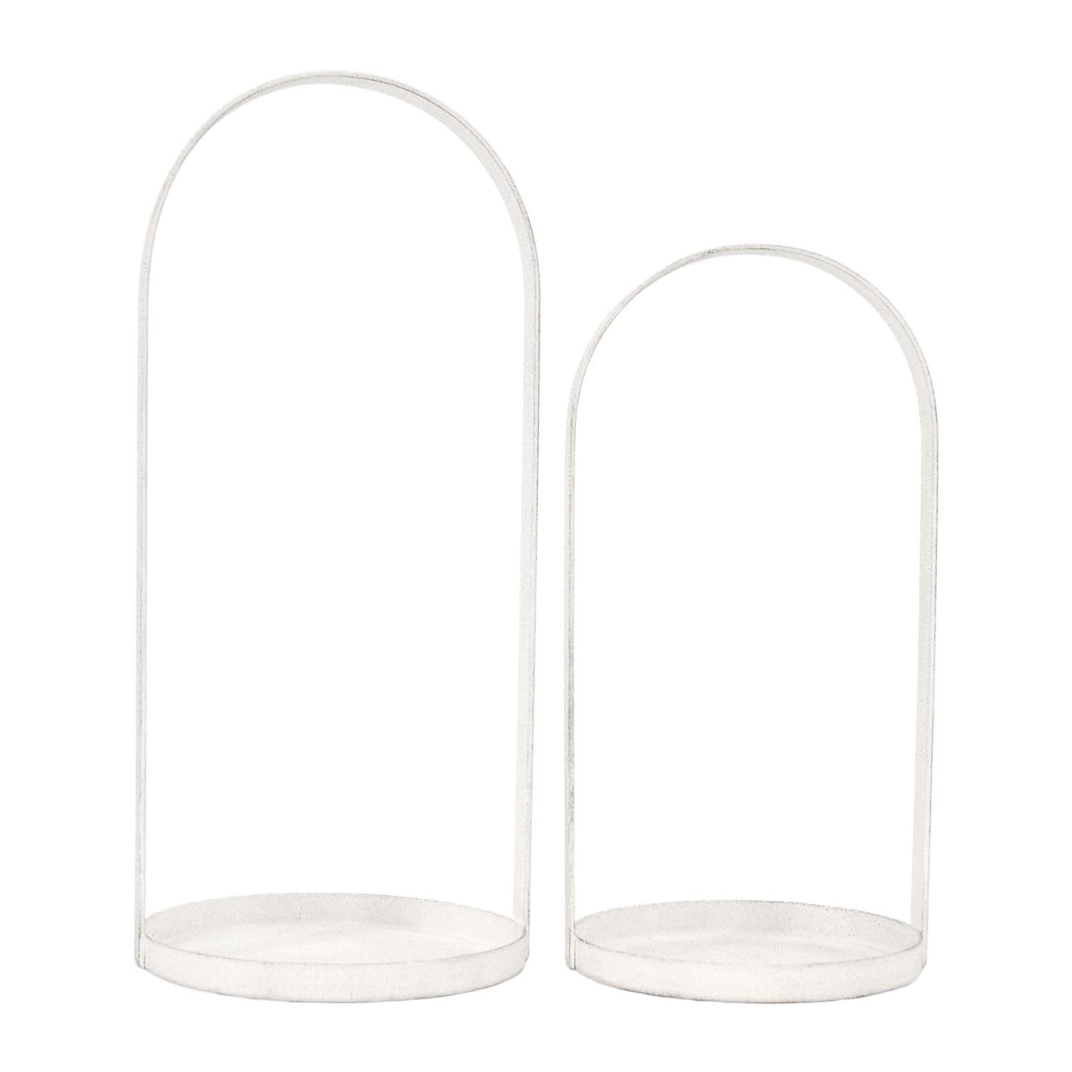 MAF57115-2S - Set of 2 White Single Arch Metal Lanterns