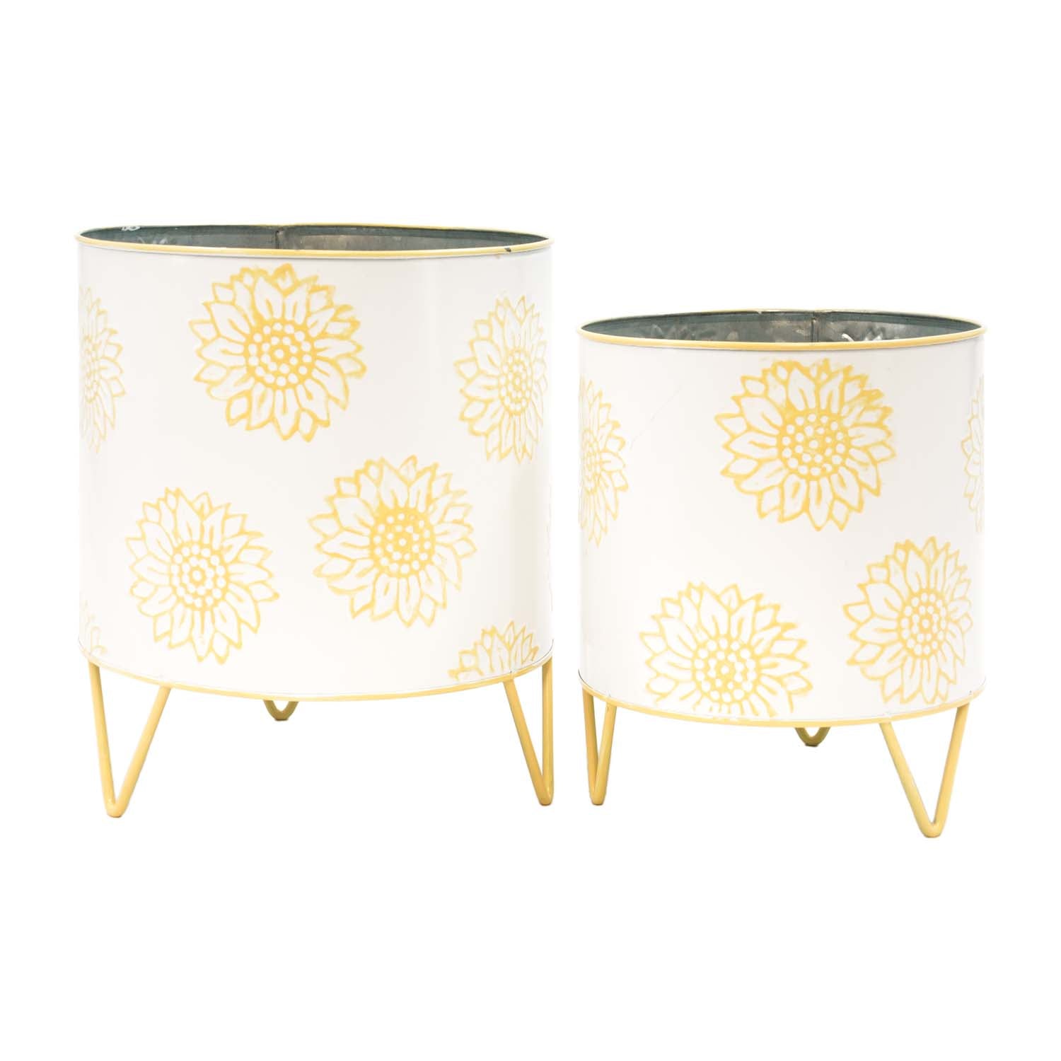 MAF57123-2S - Set of 2 Sunflower Buckets on Legs