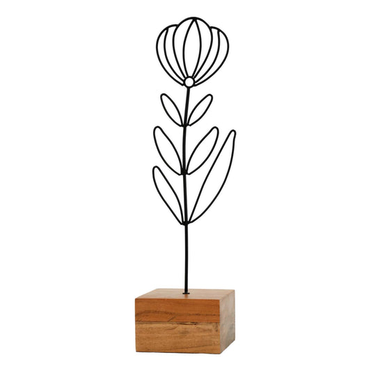 MAI57534 - Wire Flower on Wood Base