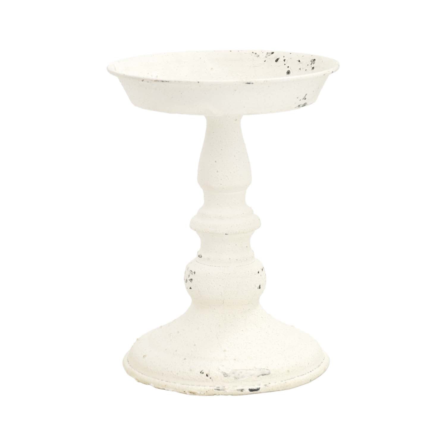 MXF43649 - Short White Metal Candle Holder on Stand