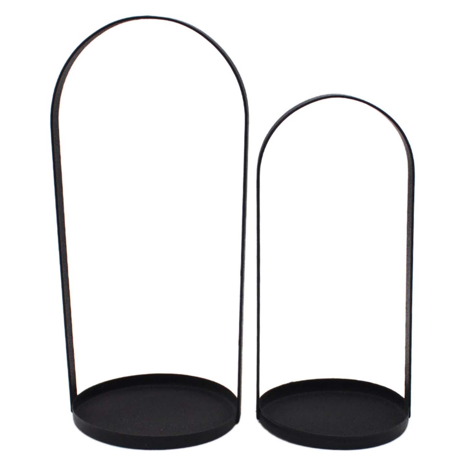 MXF59122-2S - Set of 2 Black Oval Handle Lanterns