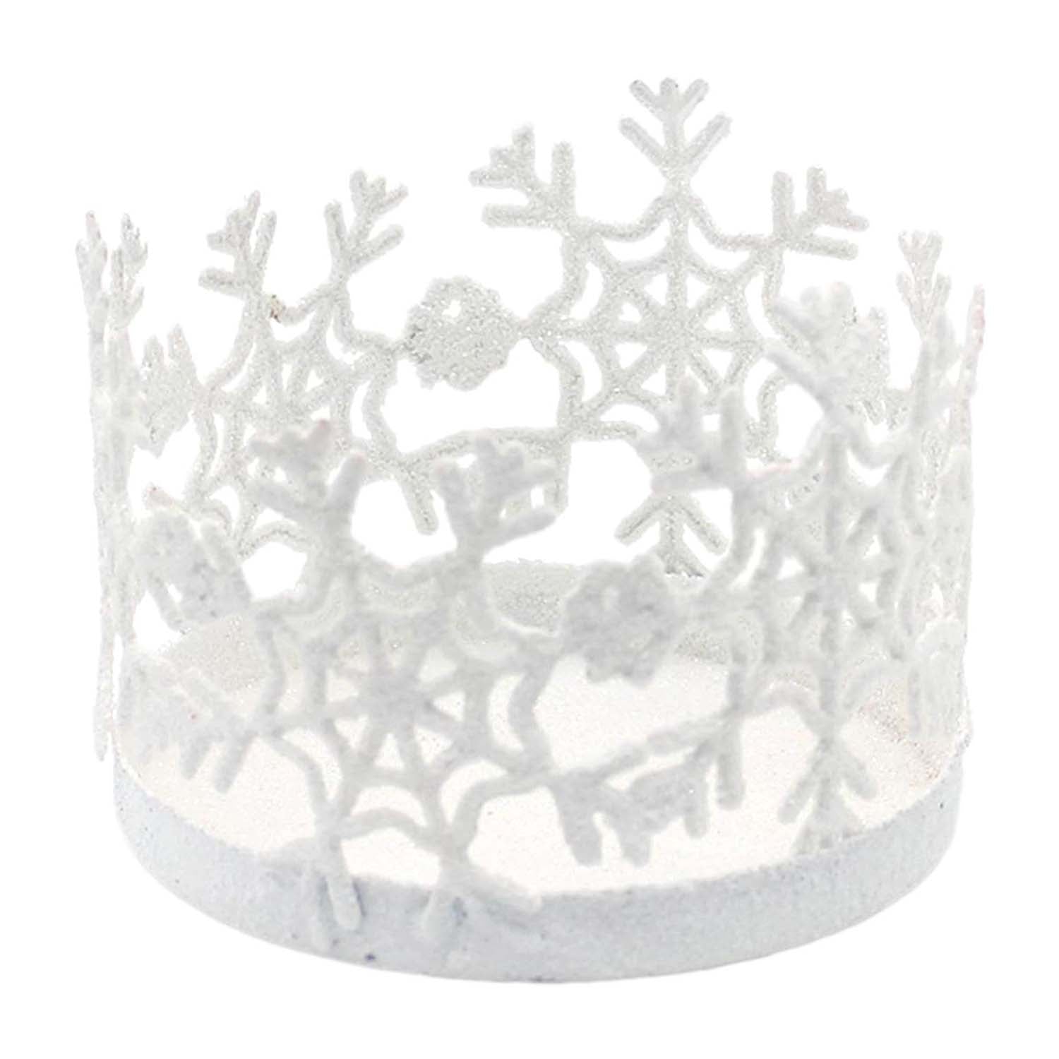MXF59172 - White Snowflake Pillar Holder Tray