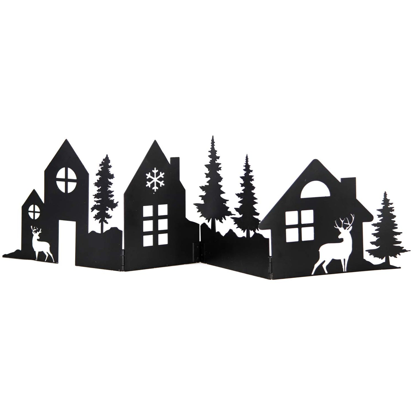 MXF59644-BK - Large Black Snowy Village Silhouette Stand