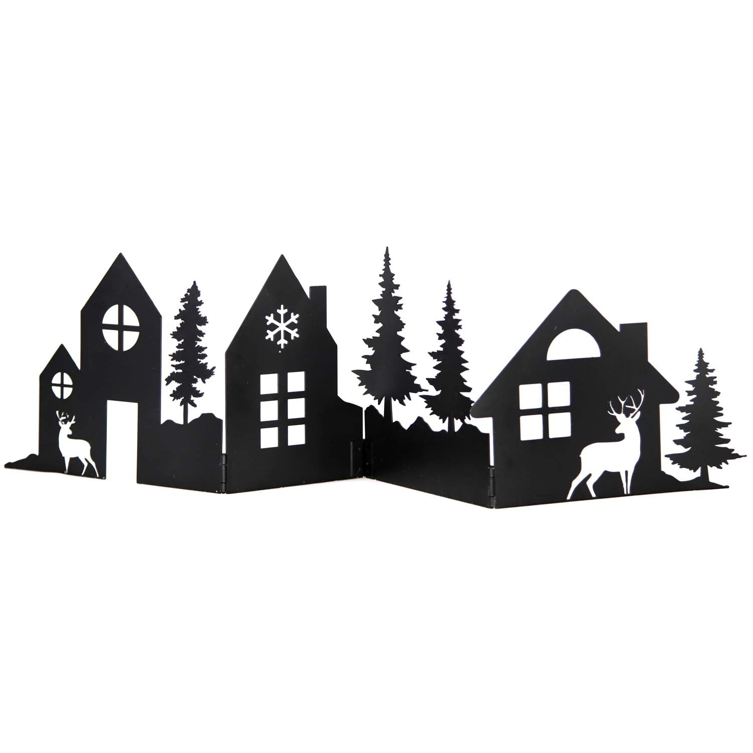 MXF59644-BK - Large Black Snowy Village Silhouette Stand