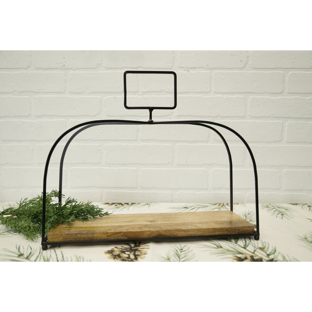 MXI43518 - Wood and Iron Rectangular Lantern with Handle