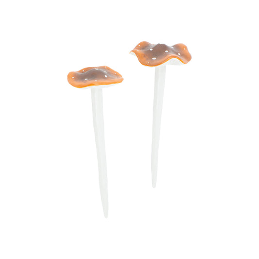PAF41601-2A - 2 Assorted Brown Porcelain Mushrooms 