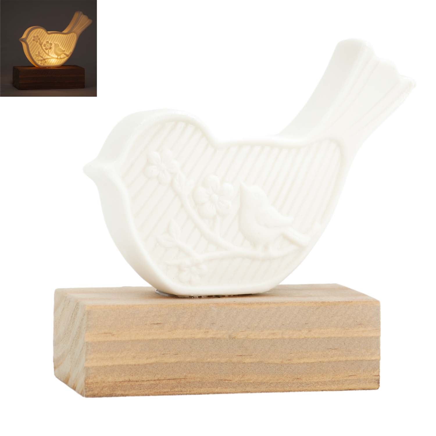 PAF57156 - Lighted Bird on Block