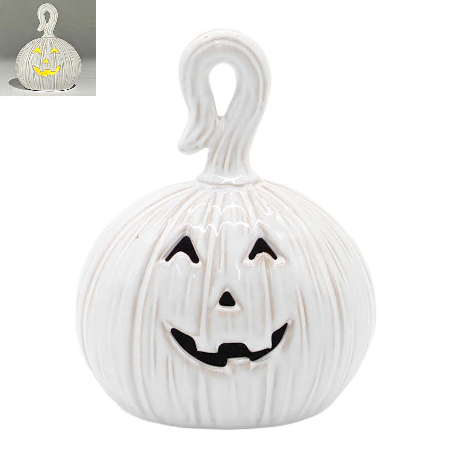 PFF58071 - Lighted Twisted Stem White Jack O Lantern