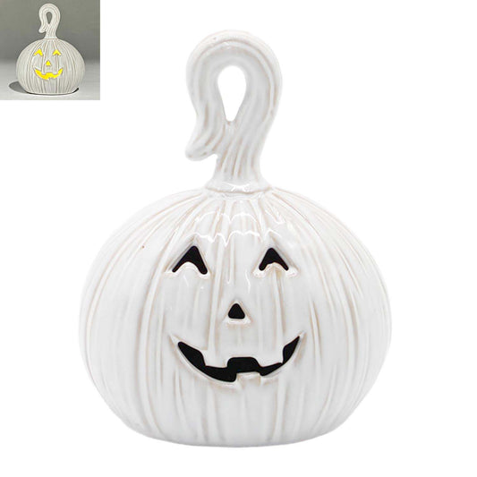 PFF58071 - Lighted Twisted Stem White Jack O Lantern