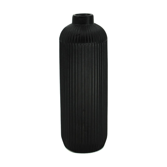PXF43008BK - Large Ribbed Black Vase