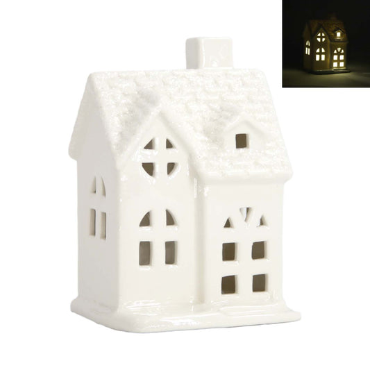 PXF59157 - Lighted Porcelain Snowy Village Cottage