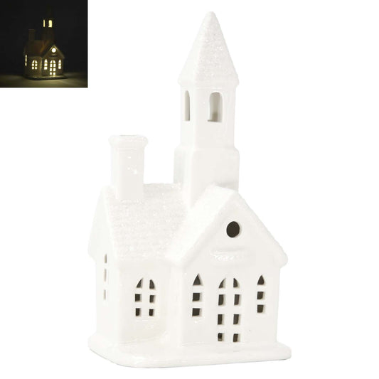 PXF59159 - Lighted Porcelain Snowy Village Church