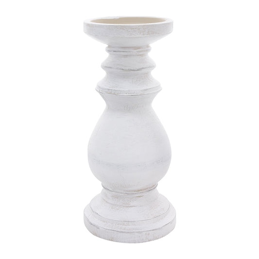 RAF11246 - Medium White Resin Candlestick 