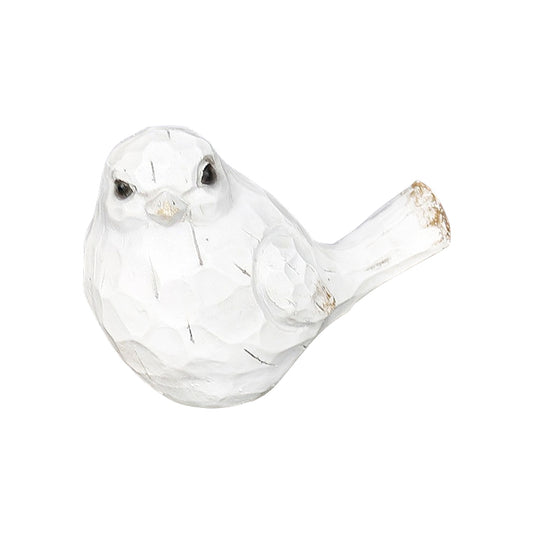 RAF34009 - Little Antique White Resin Bird Standing 