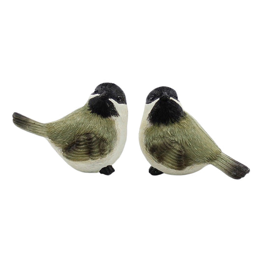 RAF34013-2A - 2 Assorted Green and Cream Resin Chickadees 
