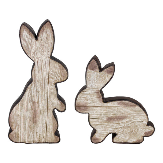 RAF34186-2A - 2 Assorted Antique Tan Resin Bunny Cutouts 