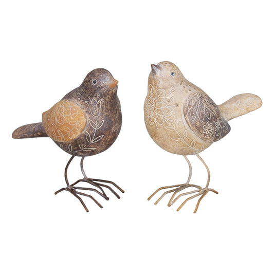 RAF34699-2A - 2 Assorted Flower Engraved Birds 