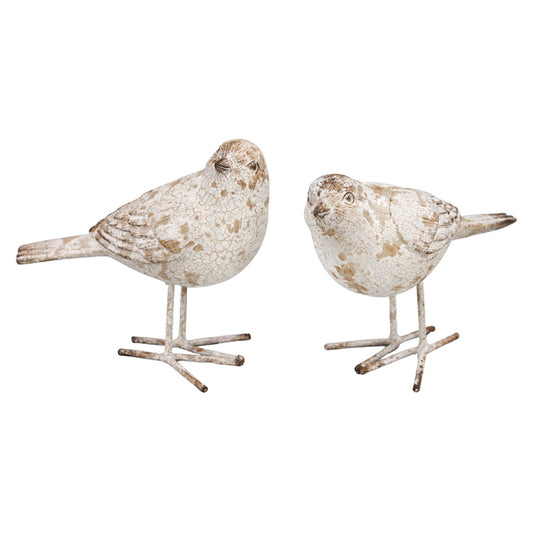 RAF34701-2A - 2 Assorted Cream Distressed Ceramic Birds 