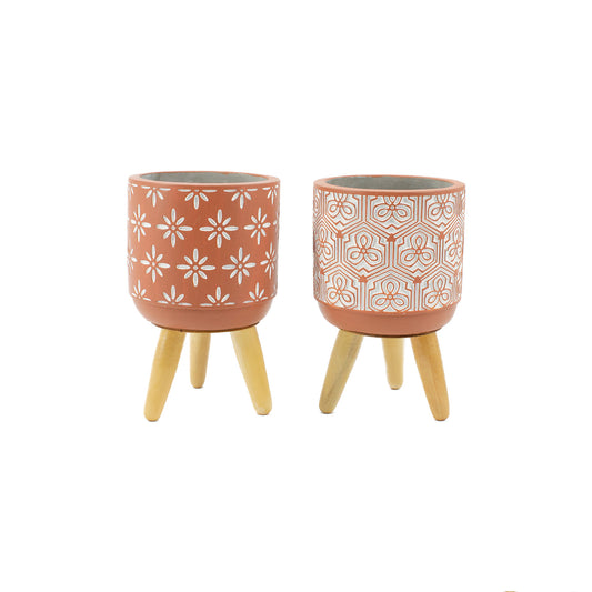 RAF41188-2A - 2 Assorted Large Apricot Boho Mini Planters 
