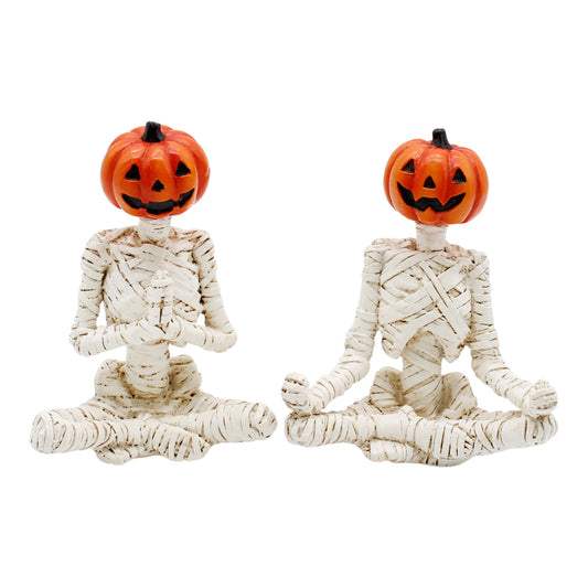 RFF42194-2A - 2 Assorted Jack O Lantern Head Mummies
