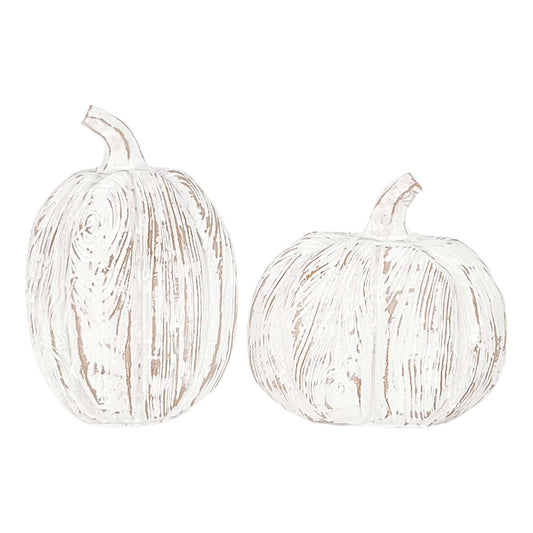 RFF58043-2A - 2 Assorted Large Distressed White Pumpkins