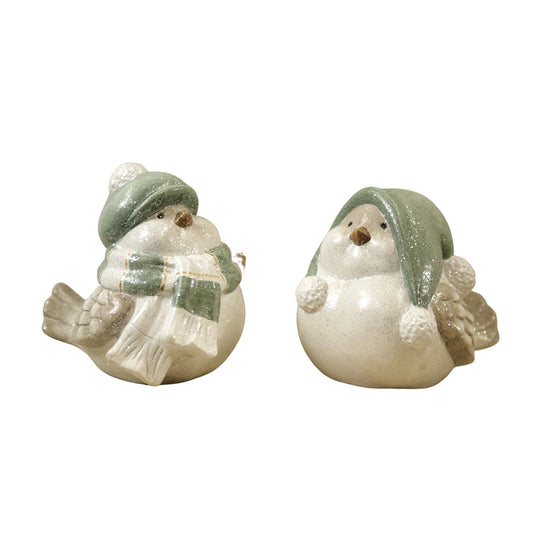 RXF39694-2A - 2 Assorted Brown and Silver Resin Birds 