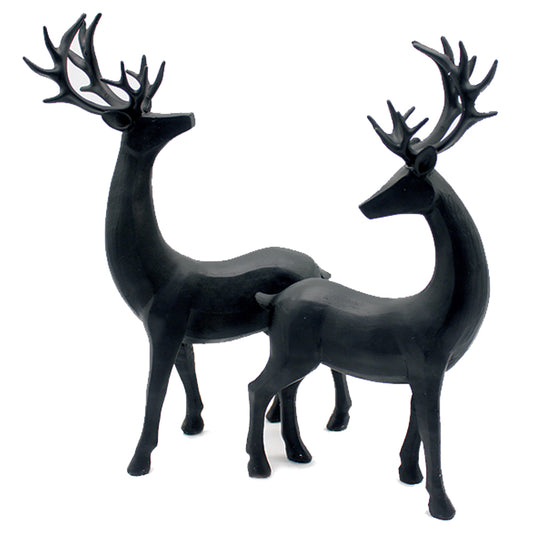 RXF43075-2A - 2 Assorted Black Resin Deer