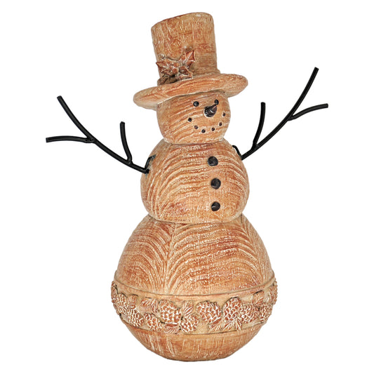 RXF43214 - Large Wood Look Resin Snowman
