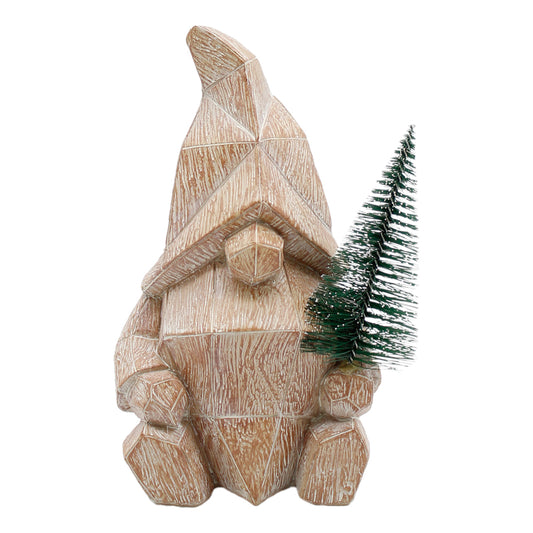 RXF43215 - Wood Look Resin Gnome with Tree