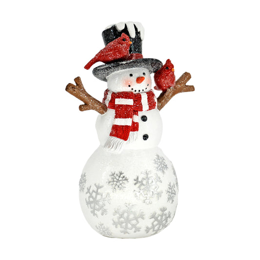 RXF43223-LG - Large Resin Snowflake Snowman with Cardinal