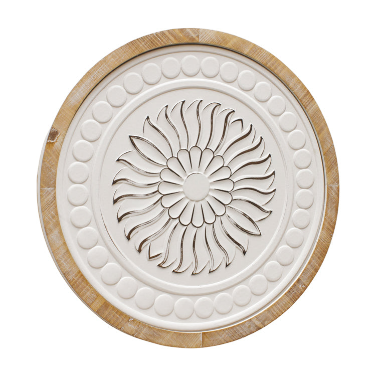 WAF34628 - Wood Framed White Sunflower Sign 