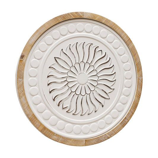 WAF34628 - Wood Framed White Sunflower Sign 